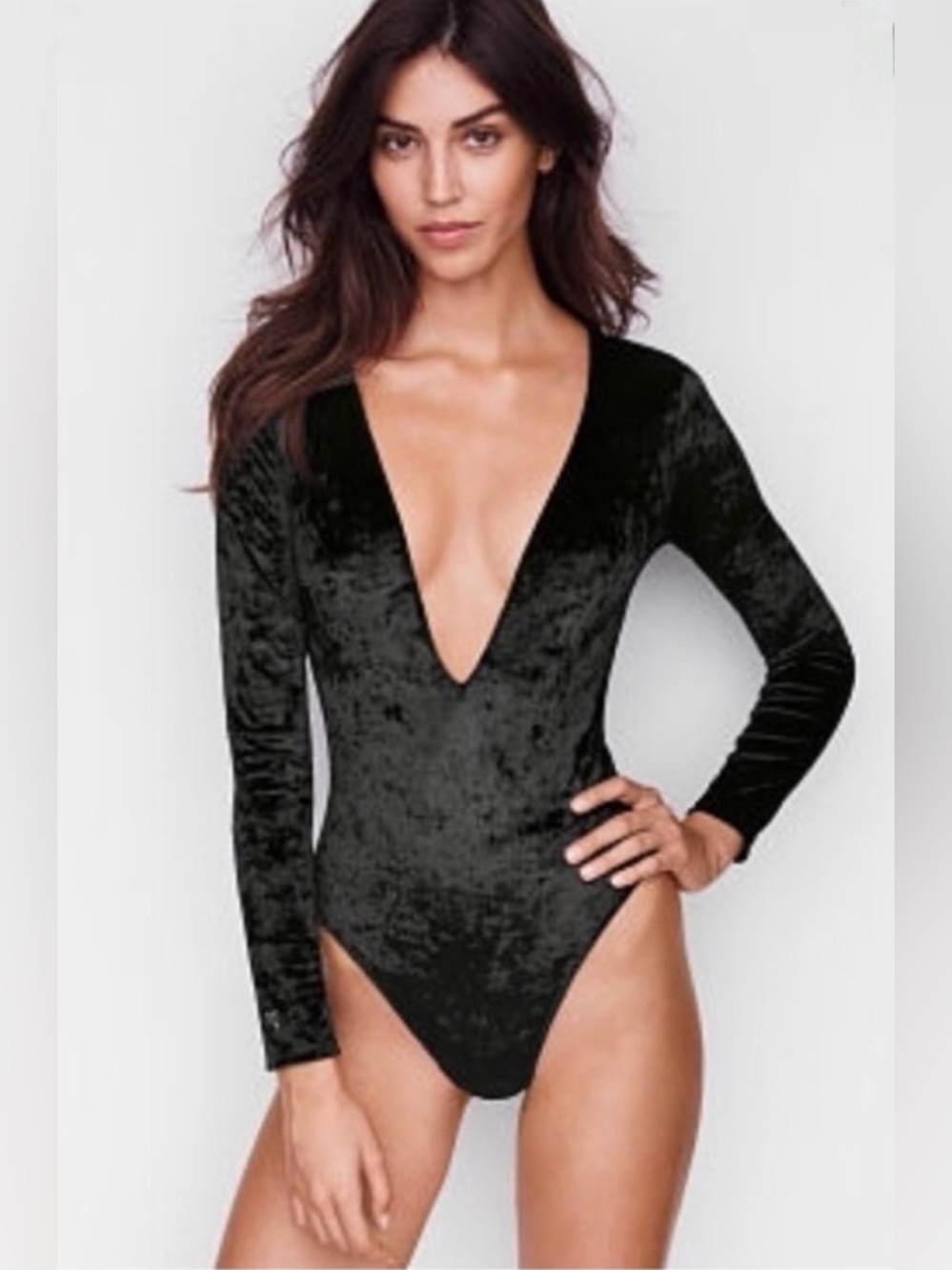 Victoria’s Secret Black Crushed Velvet Bodysuit